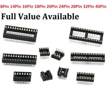 10 шт. 8pin/14Pin/16pin/18pin/20pin/24pin/28pin/32pin/40pin ic гнездо 8-контактный dip адаптера переменного тока Тип припоя/круглый 8/14P 2,54 мм ic розетки