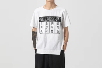 

Spring New Leisure T-shirts Men's Flax Short Sleeve Chinese Style Popular Tees Comfortable Loose Tops Male Big Yards Clothes