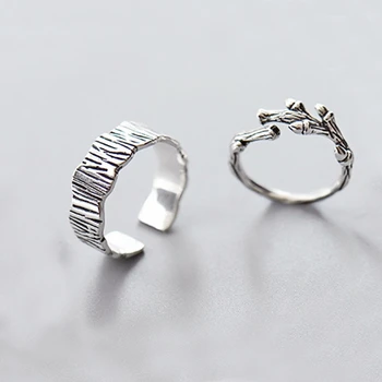 

Couple Ring 925 Sterling Silver Retro Branch Temperament Literary Personality Fashion Female Resizable Opening Rings SRI107