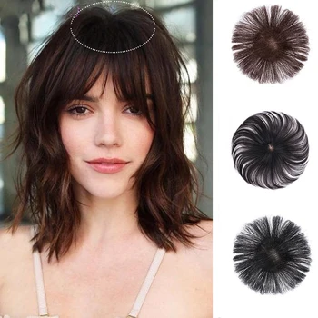 

AOSI Toupee With Bangs Clip In Hair Extensions Hand-Made Topper Hairpiece Black Brown Hair Closure High Temperture Fiber