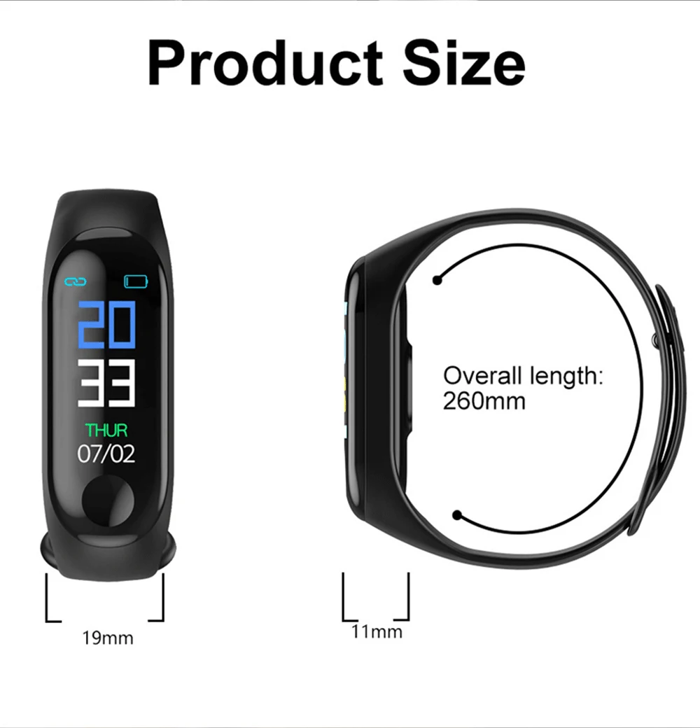 M3 смарт-браслет Bluetooth спортивные часы Смарт-браслет кровяное давление водонепроницаемый пульсометр фитнес-браслет наручные часы для Android IOS