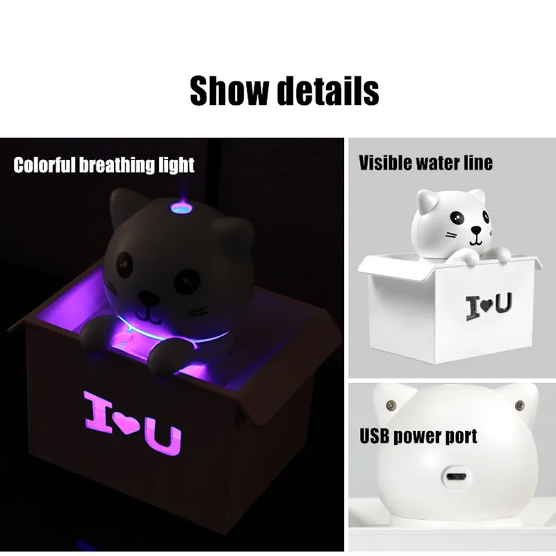 

XQT Spray Air Humidifier Essential Oil Diffuser Cartoon Style with Colorful Changing Lights Humidifier Purifying for Home Office