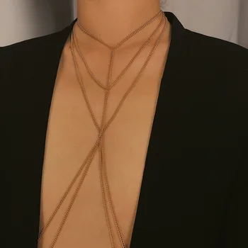 

accessories sexy nightclub multilayer clothing chain female contracted geometric body chain chain tassel individuality