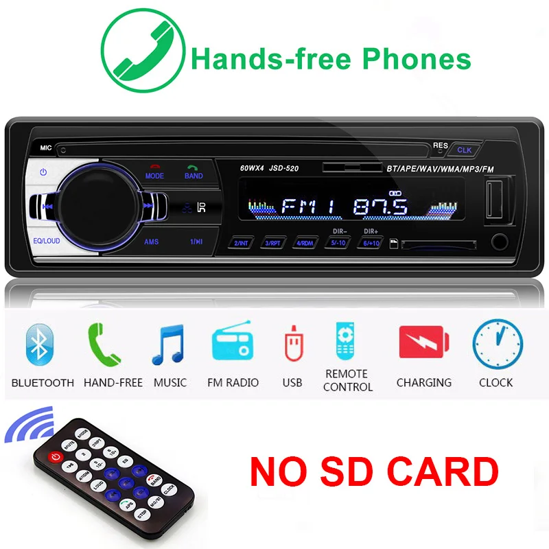 A-Autoradio 1 Din Bluetooth Coche радио автомобиля стерео SD MP3 плеер 12 В AUX USB Para аудио Carro Automotivo Estereo Авторадио - Цвет: A-Autoradio