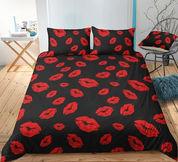 

BEST.WENSD Sexy Lips bedding set Fashion modern red duvet cover sets pillow bed comforter winter Bedding single Double person