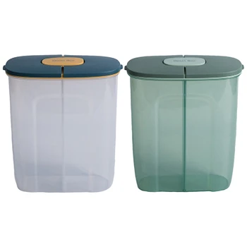 

2 Pcs 2500ML Transparent Grain Storage Bottle Kitchen Food Moisture-Proof Sealed Cans Dry Cereal Container, Blue & Green