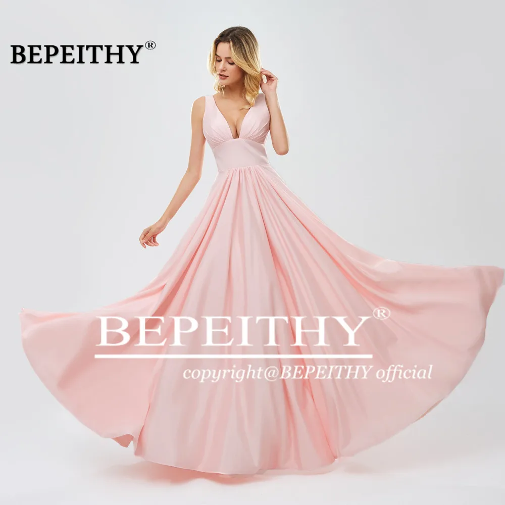 BEPEITHY глубокий v-образный вырез Длинные вечерние платья vestido de festa винтажное платье на выпускной, вечернее платье