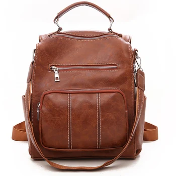 

Fashion Women Backpack High Quality Soft Leather School Backpacks For Girls Female Casual Large Capacity Vintage Shoulder Bags