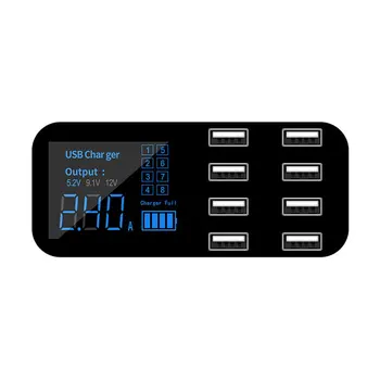 

8 USB Multi-Port Adapter Desktop Wall Charger Smart LED Display Charging Station Hub With LCD Display