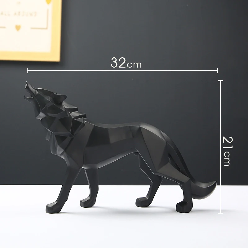 Polyresin Wolf Figurine Home Decor, Abstract Sculptures Room Decor desk accessories Furnishing Animal Ornament Resin Statues