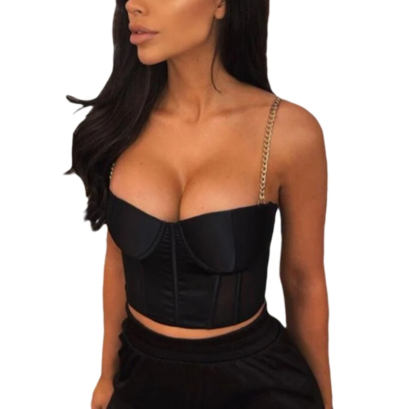 Summer Sexy Satin Cut-Out Tube Tops Bustier Women Strapless Backless Cropped Feminino Sexy Skinny Corset Tops Streetwear half bra Tanks & Camis