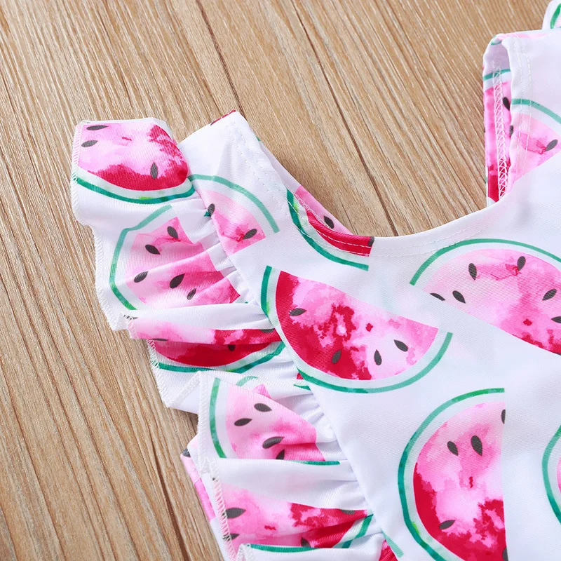 Cute Leopard Print One-Piece Swimsuit Backless V-neck Baby Girl Bodysuits Jumpsuit Children's Clothing