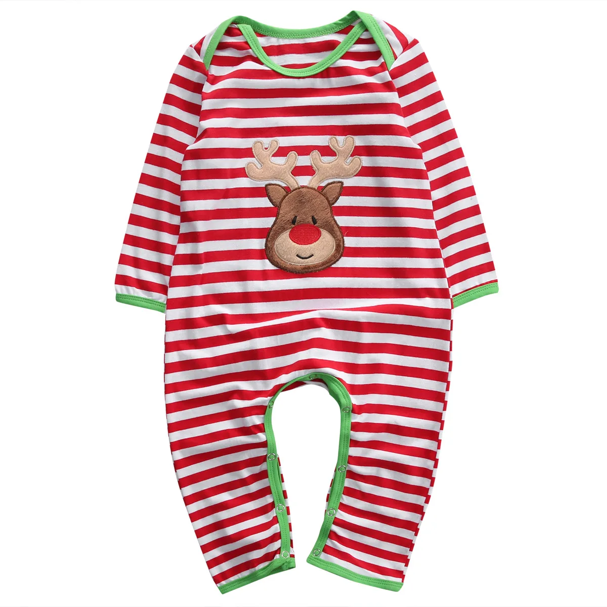Коллекция года, весенне-осенняя одежда для малышей Рождественская Одежда для новорожденных девочек и мальчиков комбинезон в полоску с длинными рукавами и вышивкой - Цвет: Boy