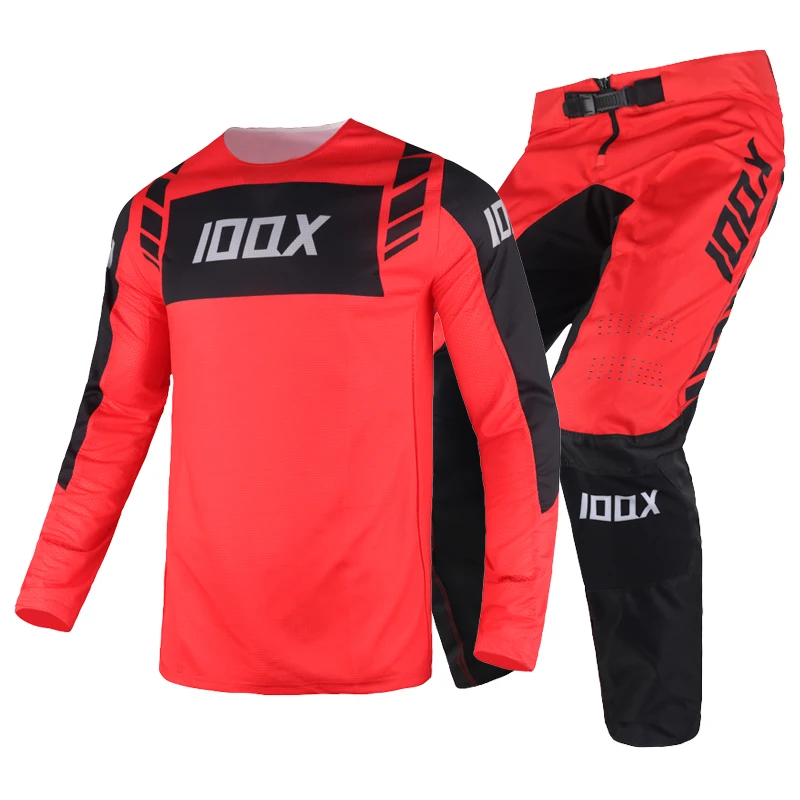 

2021 IOQX Men's Mach 360 For Honda Team Motocross Racing MX Red Jersey Pant Combo Dirt Bike DH ATV UTV MTB Gear Set