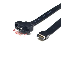 Cable deflector USB3.1 TYPE-E macho a tipo C frontal C hembra, cable PCI bit corto de 10Gbps, cable plano de 0,3 m, 0,5 m, 0,8 m