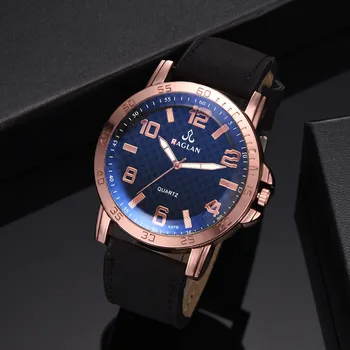 

Brand Luxury Watches Fashion Men Quartz Watch High Quality Leather Clock Blu Ray Glass Wristwatch часы мужские relogio masculino