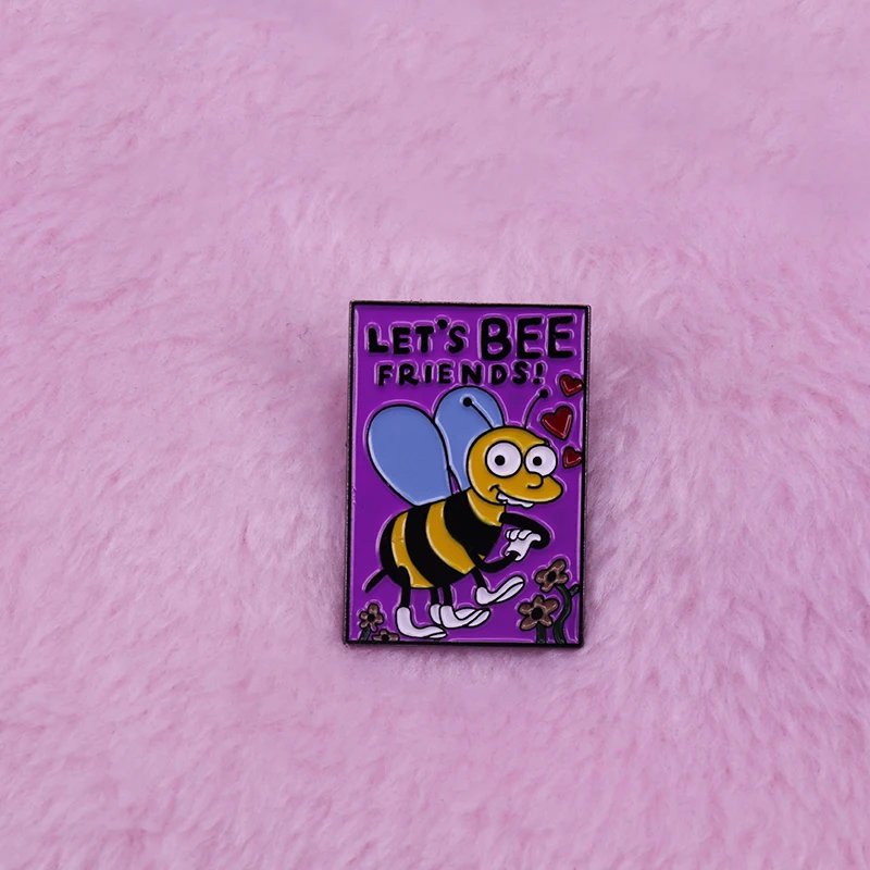 Милая забавная булавка с отворотом let's bee friends для карты Святого Валентина