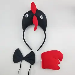 Дети взрослых животных черный Цыпленок петух уши бант на голову галстук хвост косплей реквизит нарядное платье Хэллоуин декоративная