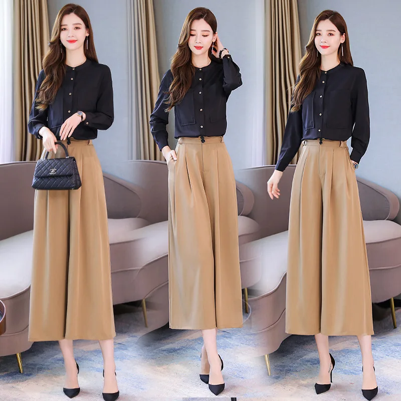 

2019 Autumn New Style Loose Pants Two-Piece Set Versatile Trend Comfortable Casual Western Style nian qing kuan Elegant