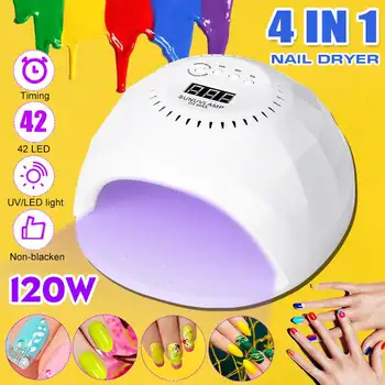

Professional Nail Dryer Machine 120W UV LED Nail Lamp 42 LED Fast Curings for Manicure With Motion Sensor LCD Display