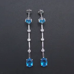 Matched Blue Zircon Gold Princess Dangle Earrings at 1stdibs