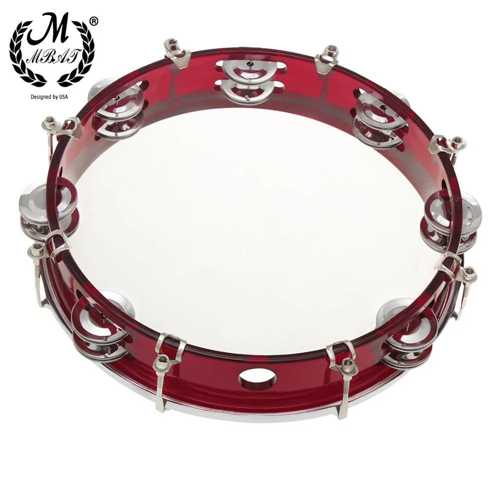 M MBAT Hand Tambourine Stainless Steel Self-Tuning Handbell Drum Musical Educational Toy ABS Metallic Percussion Instrument