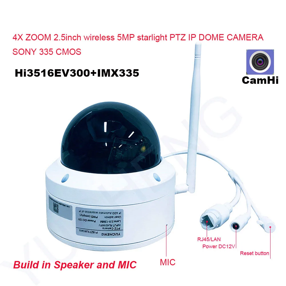 CamHi 5MP беспроводной 4-кратный оптический зум скорость купольная PTZ ip-камера безопасности ip-камера 128 ГБ sd карта Микрофон Динамик onvif P2P Открытый