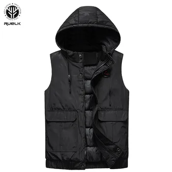 

New Winter Hooded Vest Men Hat Detachable Warm Sleeveless Jackets Mens High Quality Casual Male Vest Coat Homme Plus Size L-3XL