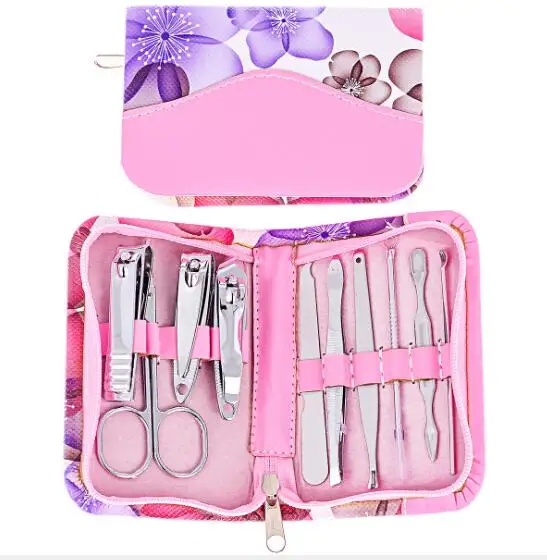 Zipper box nail clippers set nail tools carbon steel 10pcs/set