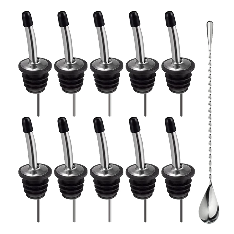 Stainless Steel Wine Liquor Bottle Pourers with 12 Inch Long Handle Bar