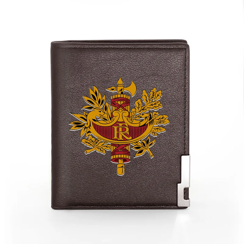 

Charm Fashion French National Emblem Printing Pu Leather wallet Men Bifold Credit Card Holder Short Purse Male
