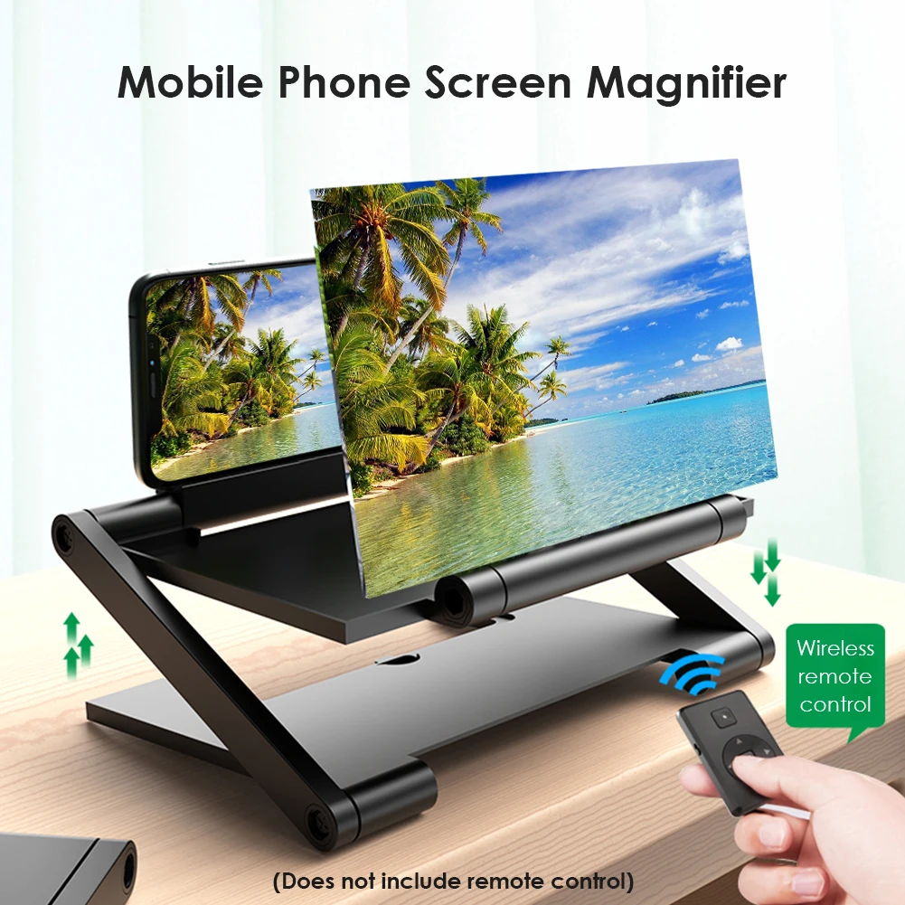 HD Mobile Screen Magnifier,3D Enlarge Phone Movies Amplifier Foldable Holder for All Smart Phone Wood,A