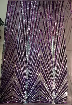 

Sequined Indian Lace Fabric 2019 Fushia Nigeria Mesh Voile Net Tulle Guipure Lace African Women Evening Dress Sequins Fabric