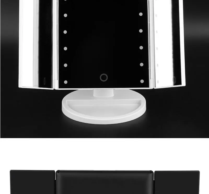 16 светодиодный зеркало для макияжа монитор со светодиодной подсветкой три складное зеркало для макияжа туалетное зеркало светодиодный зеркало