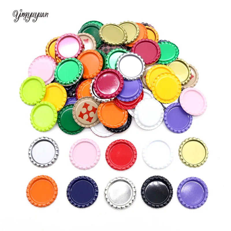 Color Bottle Caps Crafts Flat Bottle Cap Crafts Bottle Cap Craft Supplies 100pcs Aliexpress