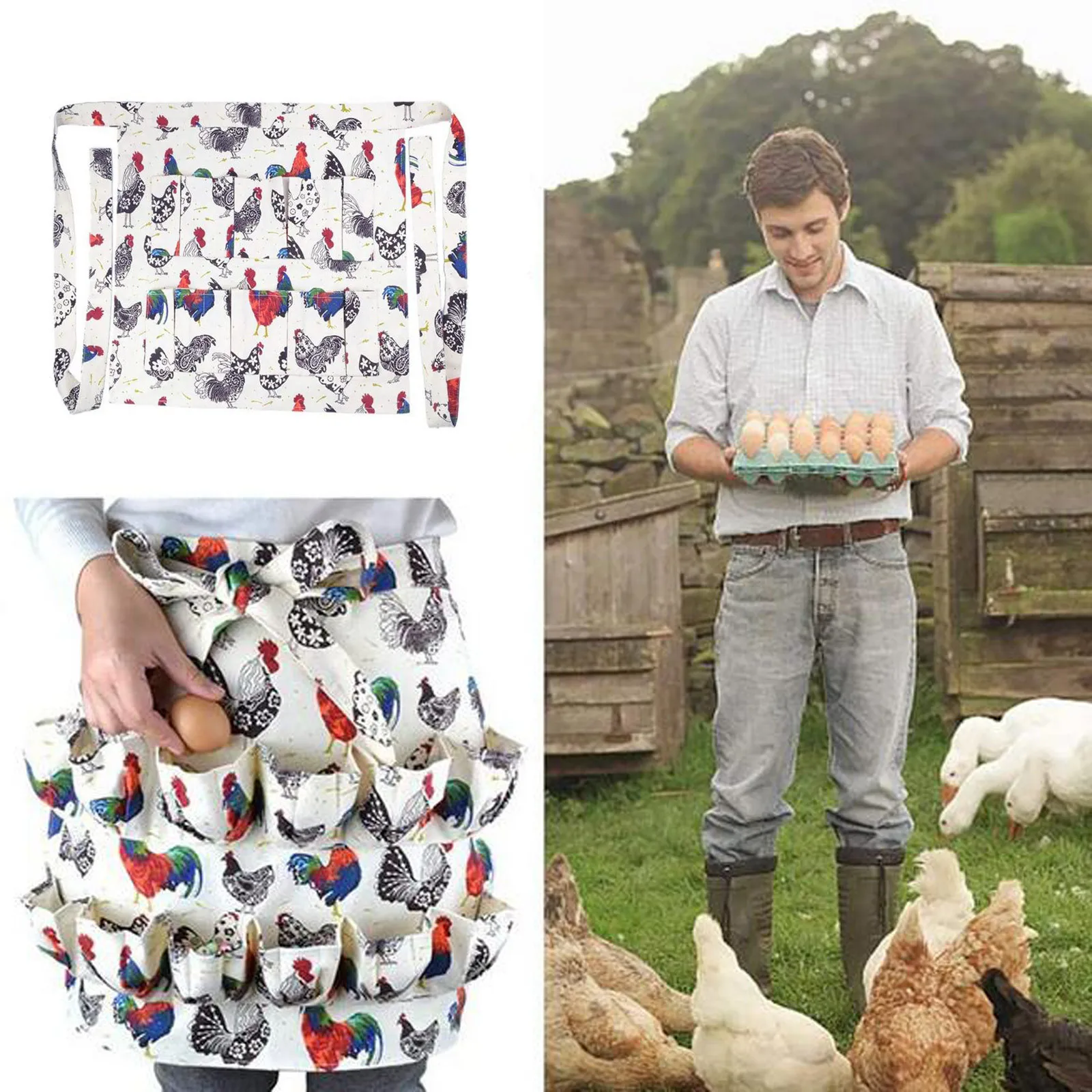 Egg Apron For Collecting Eggs, Egg Collecting Apron With 12 Pockets-Stylish  Apron For Fresh Egg Collection.