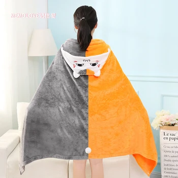 

Cat Teacher Yellow Thicken Shawl Blanket Surprise Gift Levi Ackerman Cosplay Cloak Cartoon Flannel Velvet Cape Hooded Cloak