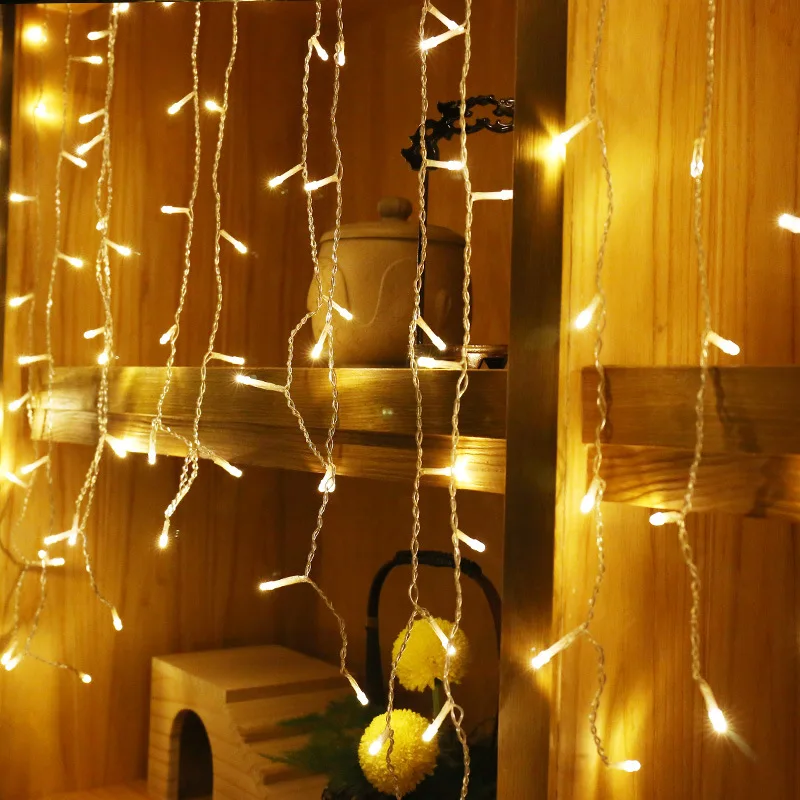 Рождественская гирлянда, светодиодный Сказочный светильник для занавесок, 5 м, 96 Светодиодный s Droop, для улицы, для праздника, вечеринки, штепсельная вилка европейского стандарта, 220 В