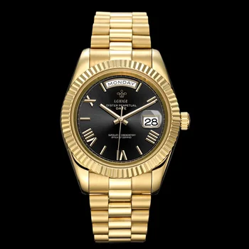

LGXIGE Automatic Watches Men Full stainless steel Men Mechanical Watch Top Brand Luxury Day Date Gold Casual Watch role For Men