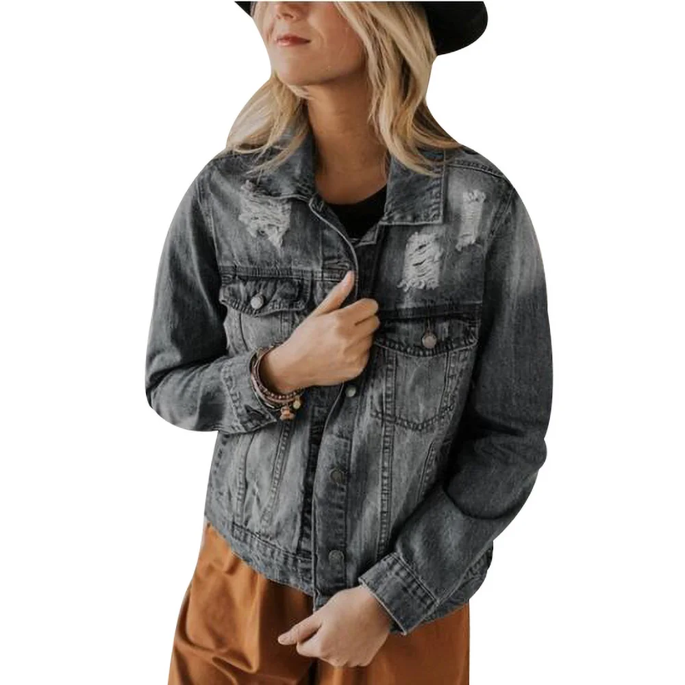 jaqueta jeans cinza feminina