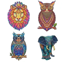 

Unique Wooden Animal Puzzles Games Toy For Adults Kids Jigsaw Mysterious Lion 3d Puzzle Gift Interactive Educational Fabulous