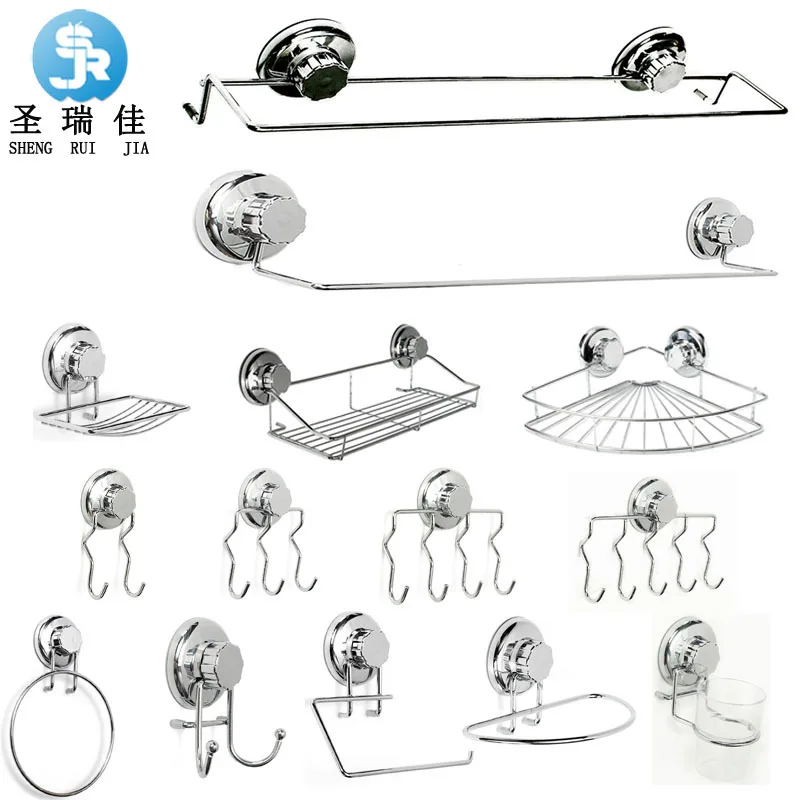 

Shengruijia Stainless Steel Bathroom Hook Unit Kit Strong Spacious Sucker Towel Rack Hole Punched Hook Cross Border