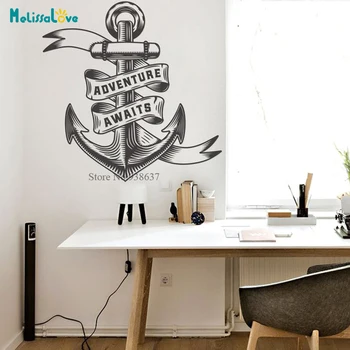 

Anchor Design Adventure Awaits Quote Wall Sticker Motivational Stickers Decal Home Decor BA836