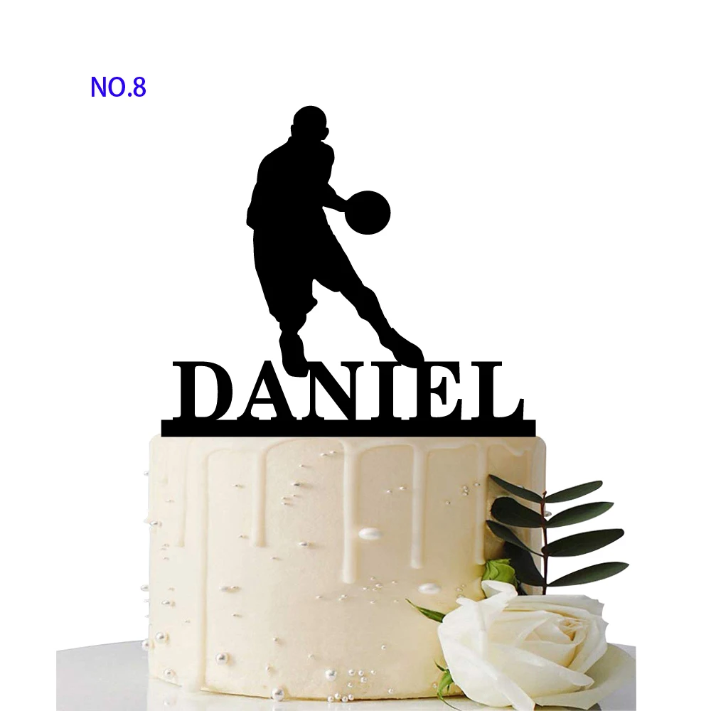 Custom Basketball Theme Name Acrylic Birthday Cake Topper Sports Style Personalized Dunk Team Name Party Cake Toppers Decoration (9)