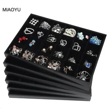 

Special PU Black Ring Earring Holder Bracelets Necklaces Tray Jewelery Organizer Jewelry Boxes Packaging Jewellery Display
