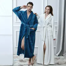 Mens Long Flannel Cotton Warm Spa Bathrobe Robe Sleepwear Men's Sleep& Lounge Robes C81