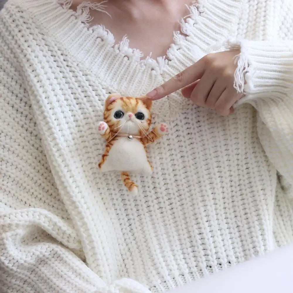 Набор для валяния кошачьих игл с украшением в виде броши видеоуроком начинающих