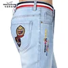 Big Sale Male Jeans Straight Embroidery Stretch Loose Thicken Design Casual Fashion Cotton Leg R6qprd7aO
