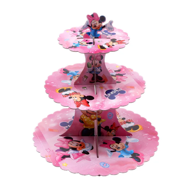 1set Minnie Mickey Mouse Cake Stand 3 Layers Wedding Cake Plate Stand Dessert Placed Tool Wedding Birthday Party Cupcake Holder - Цвет: Minnie Mouse-2