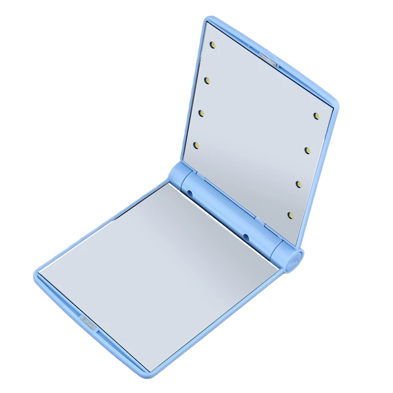 Светодиодный зеркало для макияжа с 8 светодиодный s косметическое зеркало с сенсорным переключателем диммер подставка на батарейках для настольной ванной и путешествий - Цвет: blue led mirror